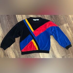 Goola Gong Vintage 80s velvet crewneck sweater women's size Medium